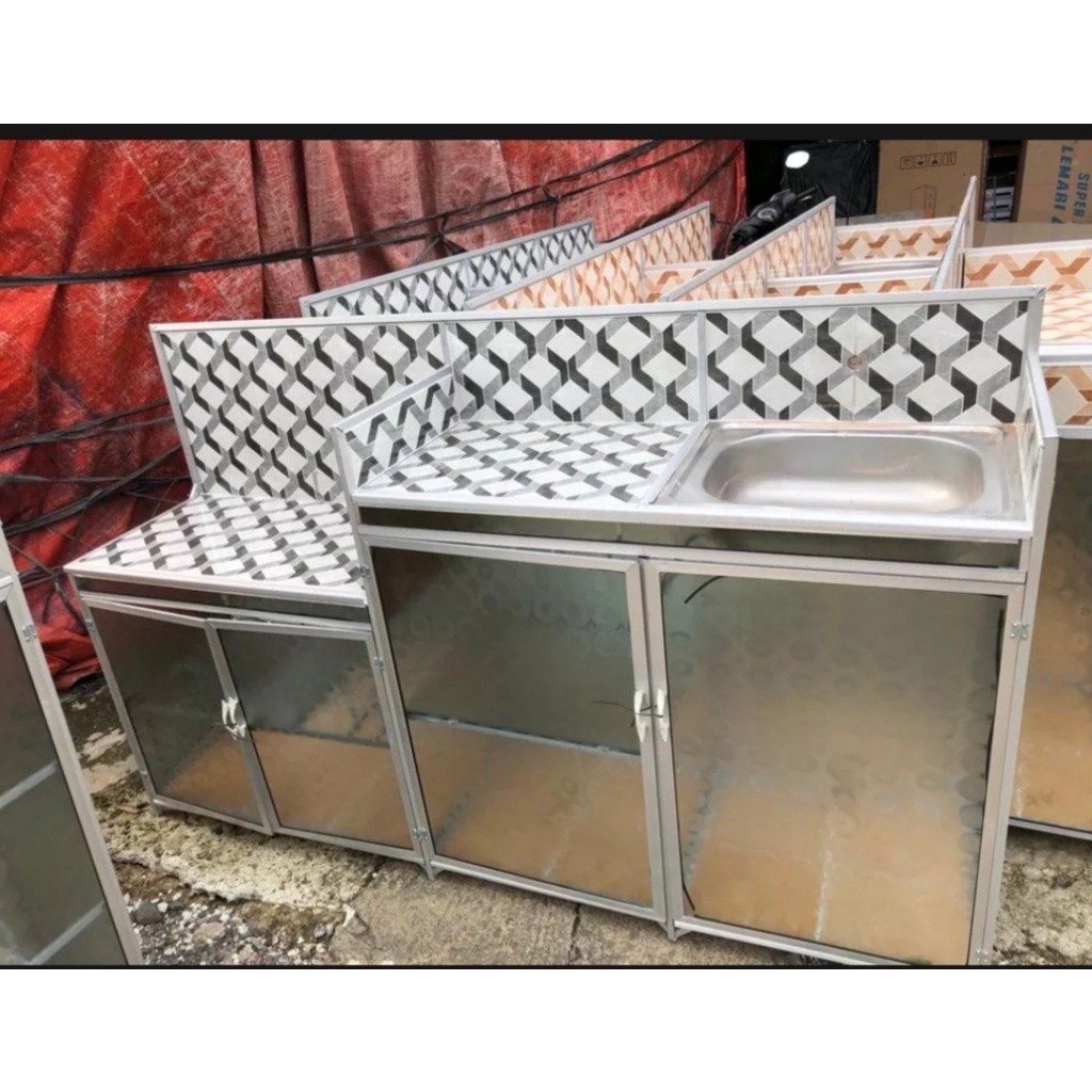 Rak Kompor Wastafel 4Pintu Bahan Aluminium