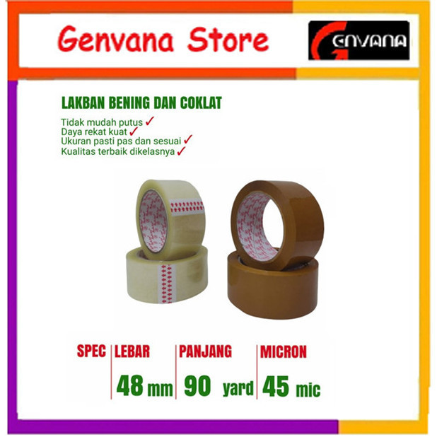 

Lakban Bening / Coklat 45 mm x 95 yard 45 micron - Genvana Store