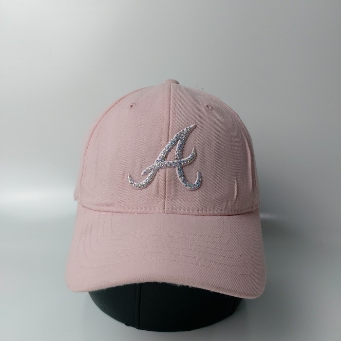 topi baseball MLB atalanta pink original second