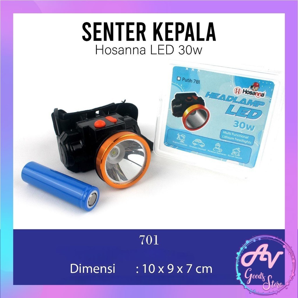 Senter Kepala LED 30 Watt / Headlamp LED Putih 30W Charge / Senter