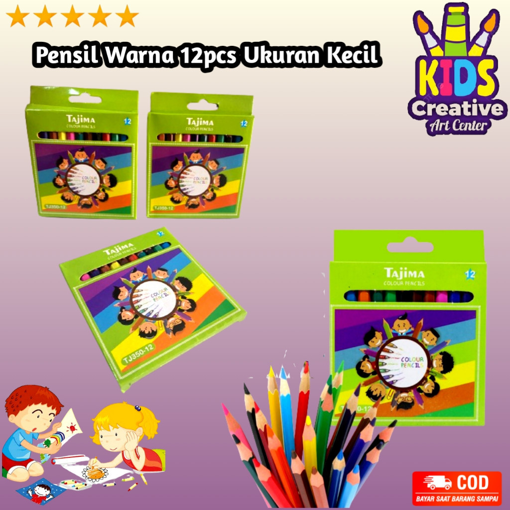 

Crayon Pensil Warna 12 pcs Ukuran Kecil / Collor Pencil Paper Box Classic / S K