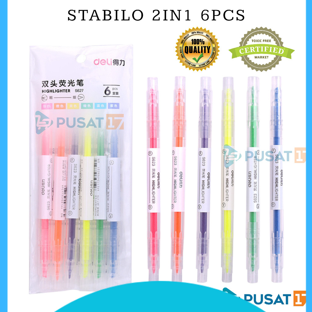 

HIGHLIGHTER STABILO WARNA WARNI ISI 6PCS 2IN1 2 ARAH / PENSIL STABILO PANJANG WARNA 2 SISI / STABILO SET / PENSIL WARNA MELUKIS MEWARNAI