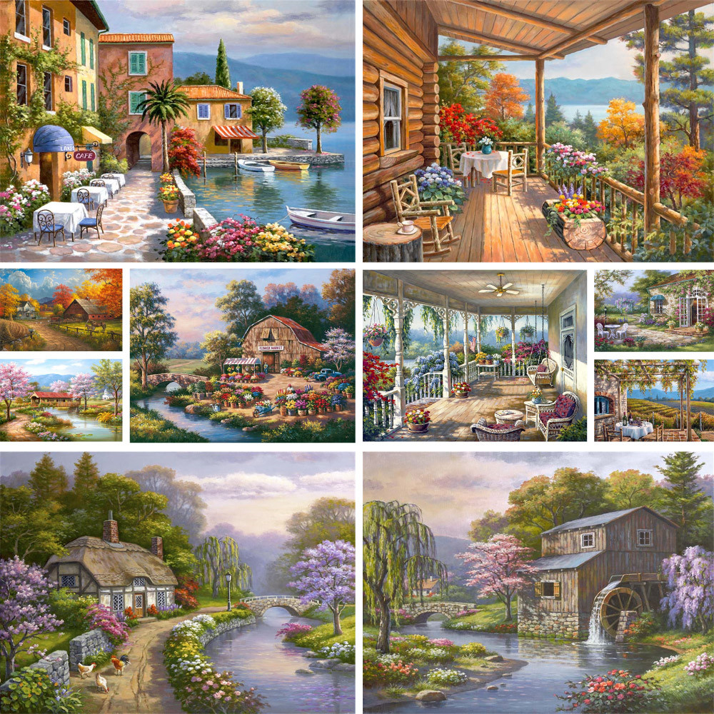 

Scenery Classic House Paint By Numbers Kit Acrylic Paints 40*50 Picture By Numbers Photo Home Decor Crafts For Adults Handiwork