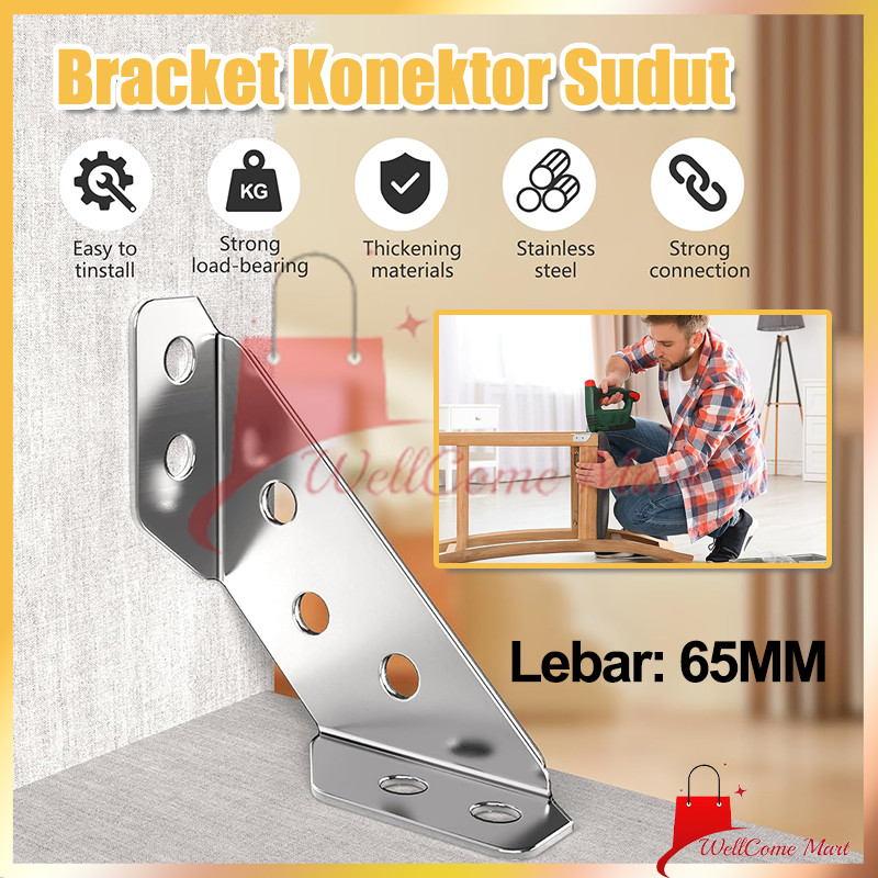 Bracket Konektor Sudut / Bracket Konektor Sudut ukuran / Siku Plat Besi Bingkai Segitiga Plat Siku B