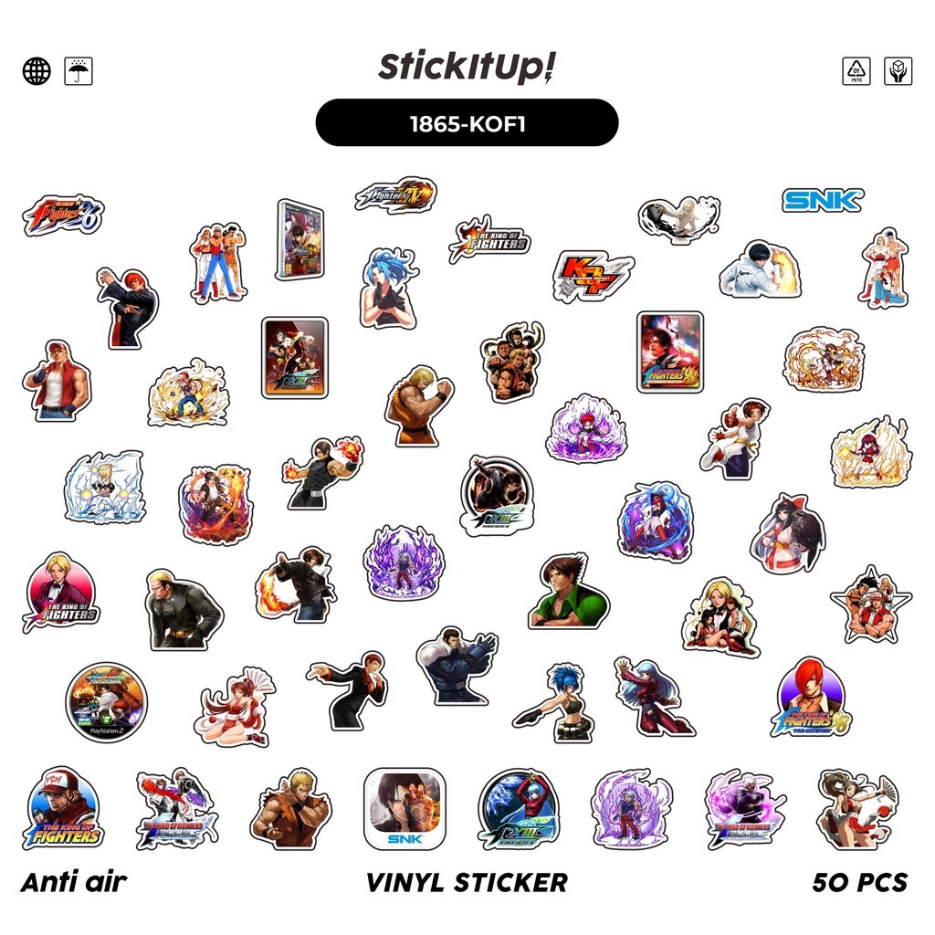 

COD✨ 50 Pcs Stiker K1NG OF FIGHTER CHAR MIX 01 Lucu Anti Air Untuk Dekorasi Notebook Sepeda Skateboard Handphone DIY