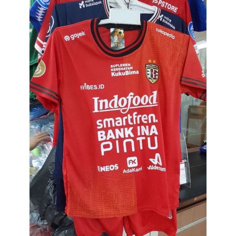Setelan bali united jersey bola anak umur 1-12 tahun