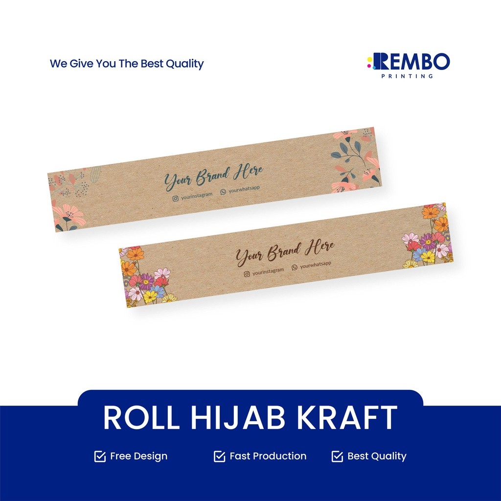 

ROLL HIJAB KRAFT CRAFT *FREE DESIGN* / ROLLER HIJAB / LABEL PENGIKAT HIJAB / SOUVENIR ROLL LABEL TERLARIS