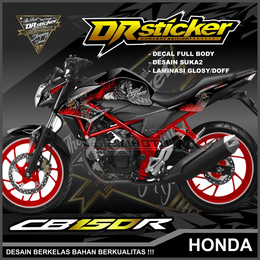 Decal Cb 150 R 2017 / Decal Sticker Cb 150 R Skull Liquid Full Body