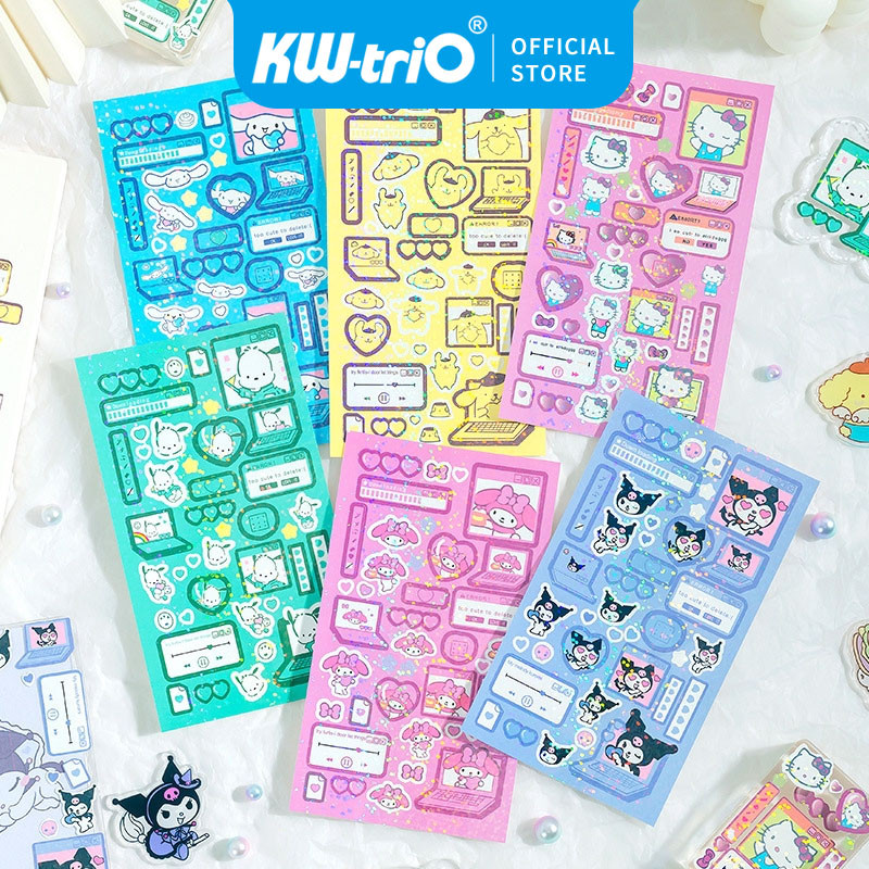 

San-rio Stiker Warna Stiker Lucu Anak Perempuan Untuk Notebook Dan Buku Laser Sticker /Sticker Aesthetic Design DIY/Sticker Anti Air Botol Hp Laptop Lucu/Buku Diary Sticker Motif Sticker