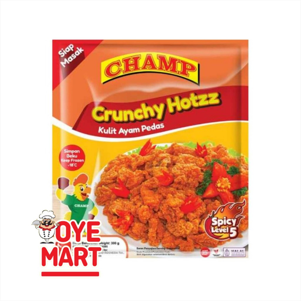 

CHAMP CRUNCHY HOTZZ 300GR LV 5 / KULIT AYAM PEDAS OLAHAN