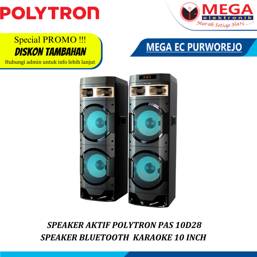 SPEAKER AKTIF POLYTRON PAS 10D28 SPEAKER BLUETOOTH  KARAOKE 10 INCH