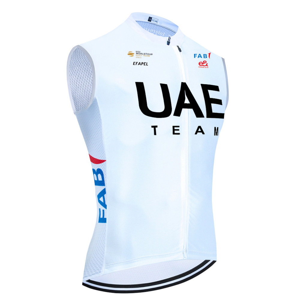 White UAE Team Bike Vest Windbreaker Men Women Riding Ropa Ciclismo Sleeveless Cycling Jersey Tshirt