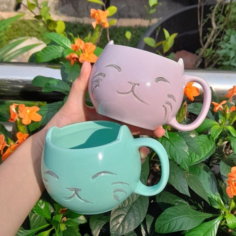 BH GELAS KUCING MUG KUCING WARNA GELAS WARNA CANGKIR LUCU UNIK KUCING TKKH000110-112