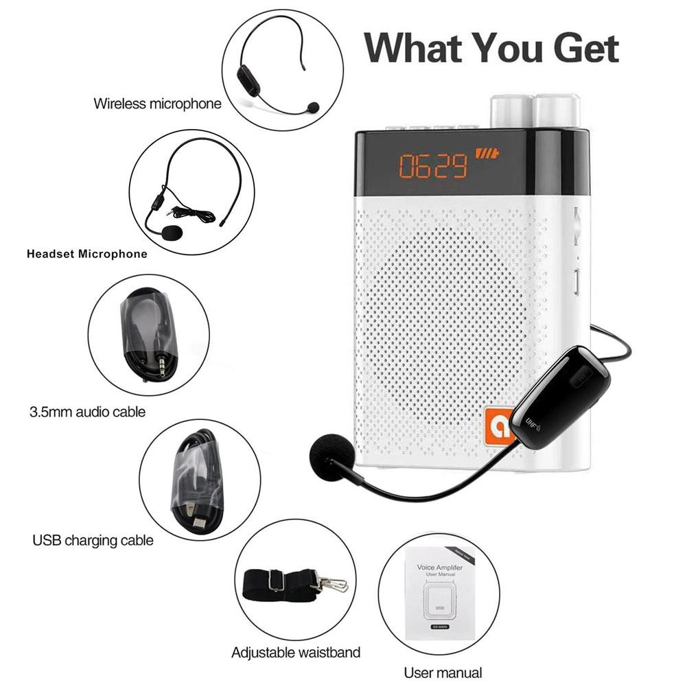 K7 UHF Wireless Megaphone LED Display Voice Amplifier Speaker black
