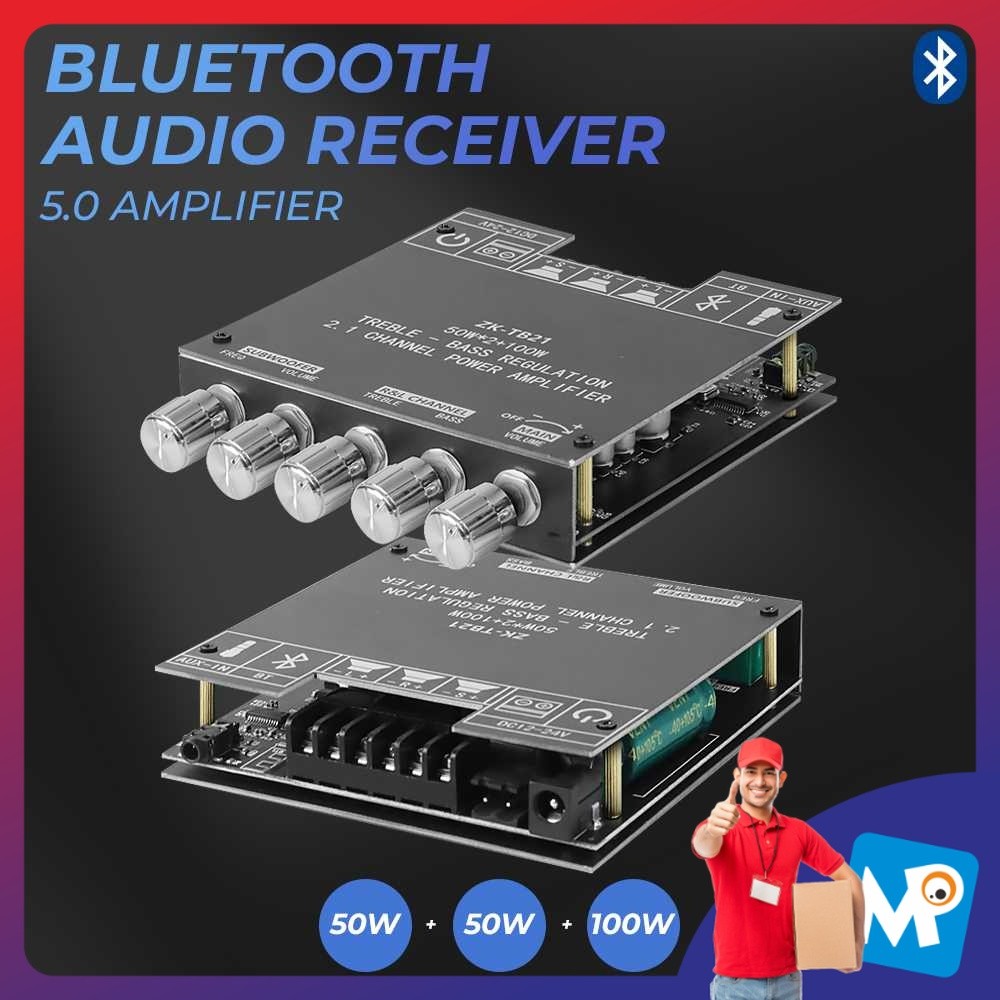 ZK Audio Bluetooth Audio Receiver 5.0 Amplifier 50Wx2+100W - ZK-TB21