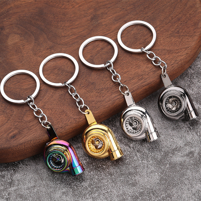 

Mini Unique Turbo Sound Turbocharger Keychain Spinning Turbine Key Car Pendant Turbine Key Ring Key Holder for Gift