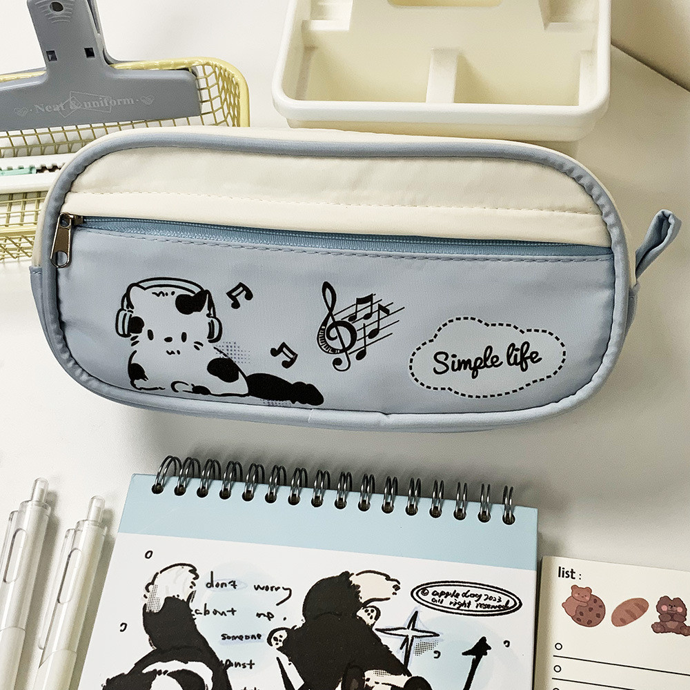 

Cute Japanese Kitten Listening To Music Pencil Case Portable Large Capacity Kawaii Cat Girl Pen Bag Stationery School Supplies