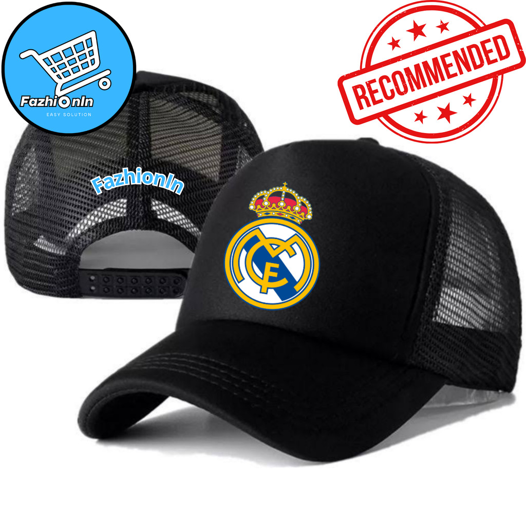 FazhiionIn Topi Trucker REAL MADRID - Topi Distro REAL MADRID Logo - Topi REAL MADRID Premium - Topi
