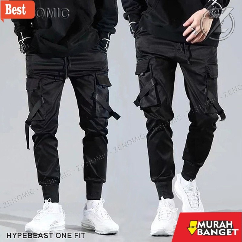 celana cargo panjang pria Jogger Pants Cargo Hypebeast Zenomic Distro Techwear Cyberpunk Pria Korea 