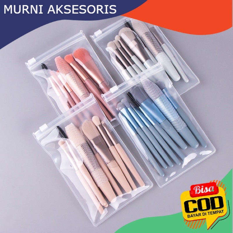 Murni Aksesoris.  Brush Makeup Set Free Puch (isi 8 Pcs) Mini Travel Complete Kuas Makeup Free Pouch