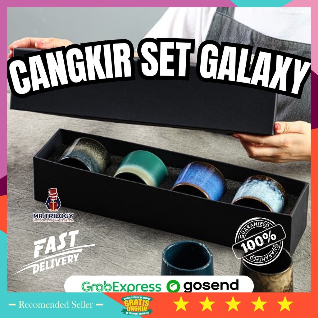 Hampers Natal Keren Unik Lucu Murah kekinian / Souvenir Cangkir Teh Kopi Set GALAXY Keramik Hampers 