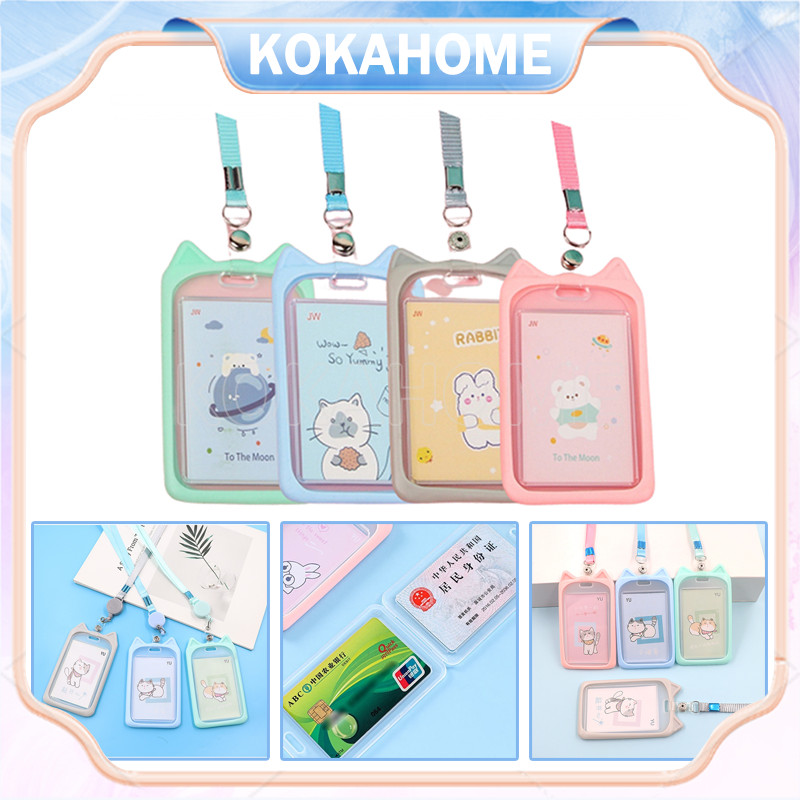 

pemegang kartu khusus untuk bus kereta bawah tanah/tempat kartu karakter kucing lucu/kartu lanyard pastel
