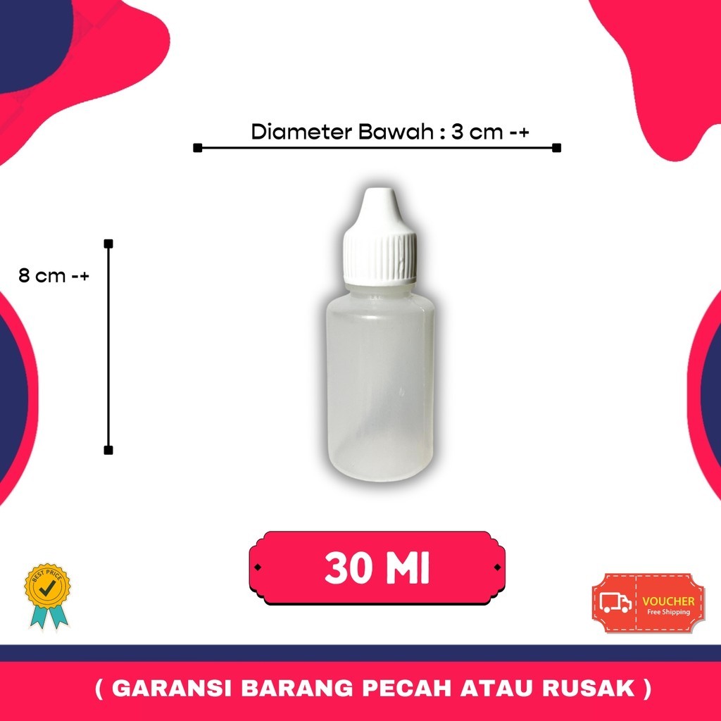 Botol Tetes Mata 30ml Frosted Natural Tutup Putih | Botol Plastik Ldpe 30ml | Botol Essen Non Segel