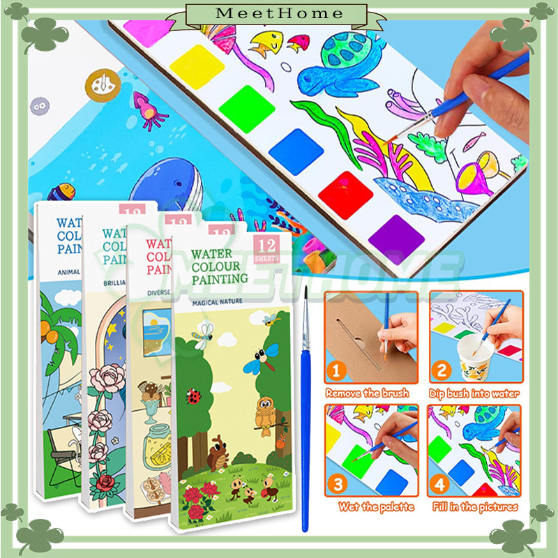 

[12 Lembar] Buku Gambar Lukis Anak Cat Air/Buku Gambar Anak Cat Air/Buku Gambar Mewarnai Cat Air