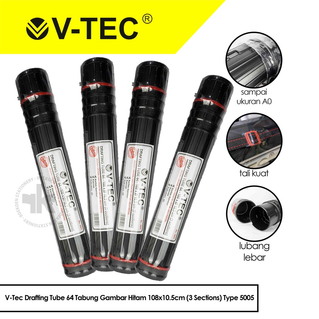 

V-Tec Drafting Tube 64 Tabung Gambar Hitam 108x10.5cm (3 Sections) Type 5005