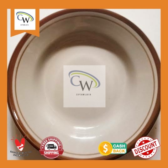 Piring Makan Coklat 8 Inch Keramik Tebal LUSINAN / Piring Makan Keramik Motif Coklat 12PCS
