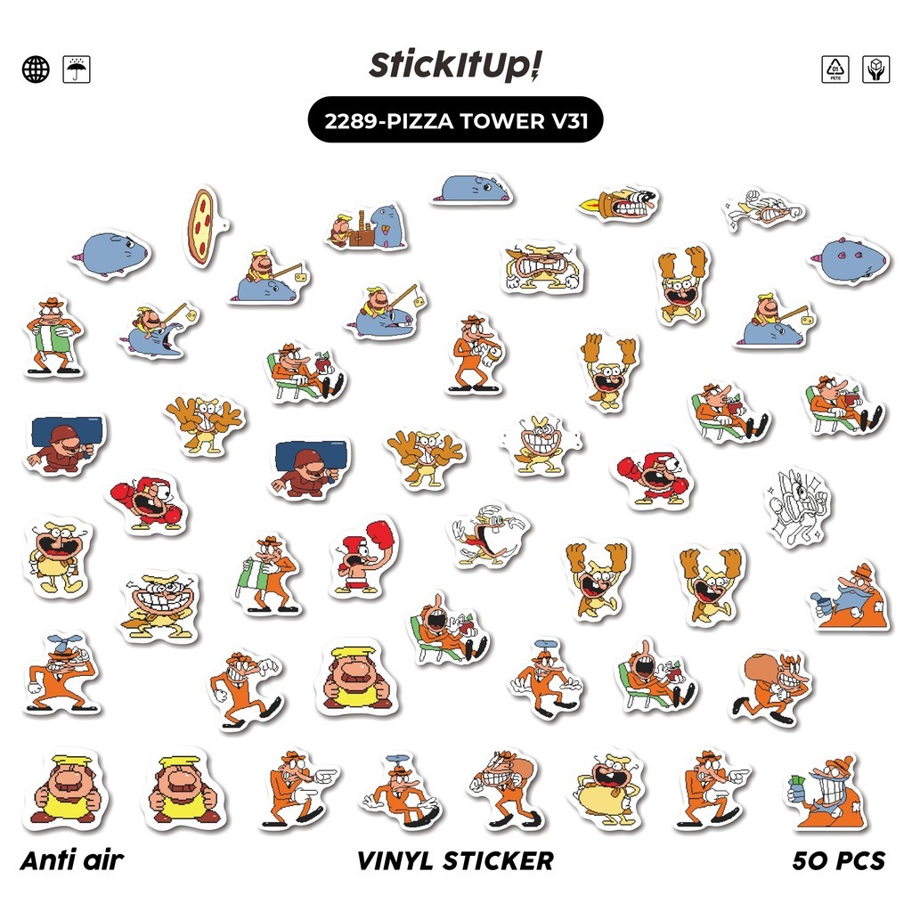 

COD✨ 50 Pcs Stiker PIZZA TOWER V31 Lucu Anti Air Untuk Dekorasi Notebook Sepeda Skateboard Handphone DIY