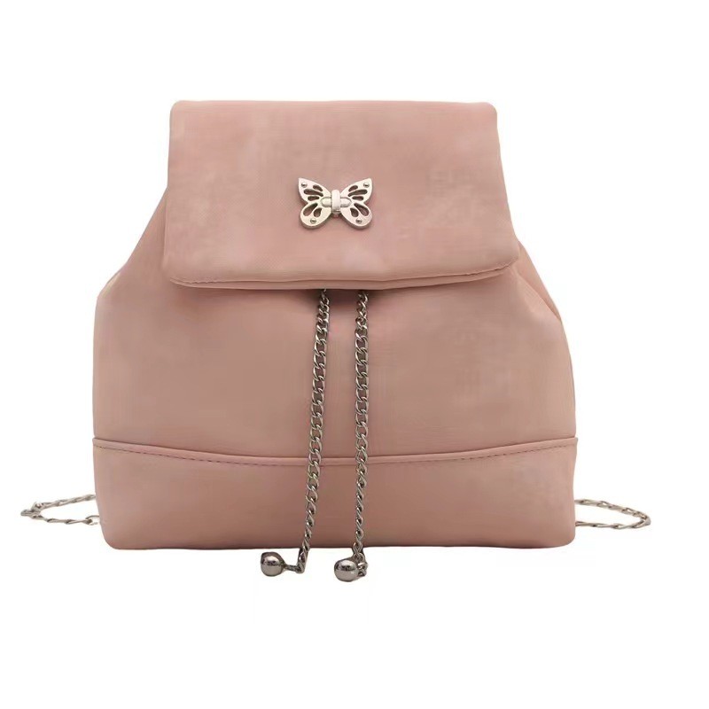 cod&ready Rantai Manis Keren Gadis Ransel Wanita Baru High-End Silver Ransel/Tas bahu rantai / tas r