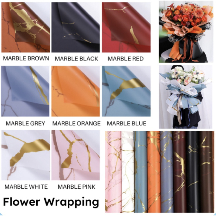 

Flower Wrapping Kertas Bunga Buket Flower Paper Cellophane Marble Florist Ecer 1Lembar