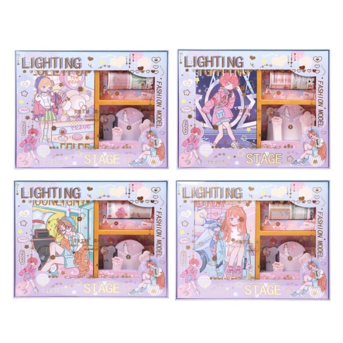 

diary book set manga cartoon theme buku catatan notebook tema karton - Girly