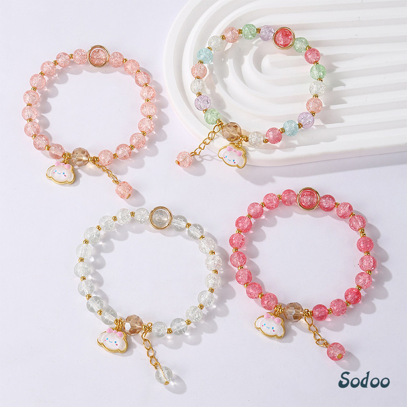 Gelang Kaca Sanrio Gelang Kartun Warna-warni Manik-manik Keriting Gelang Siswa Anak-anak-SO