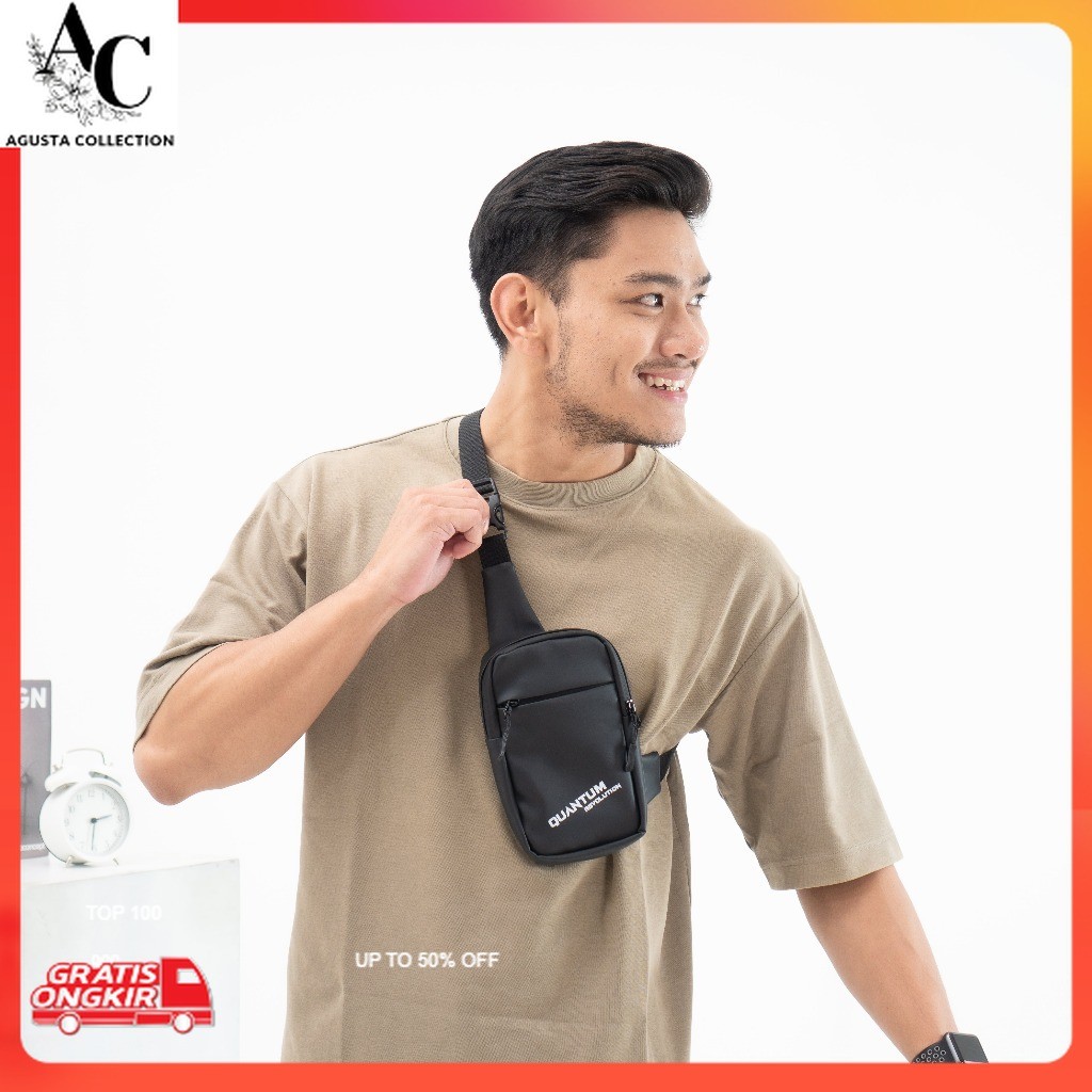 Tas Pria Terkini / Quantum - Mini Waist Bag Tas Selempang & Bahu Tas Pinggang Kecil Waterproof Anti 