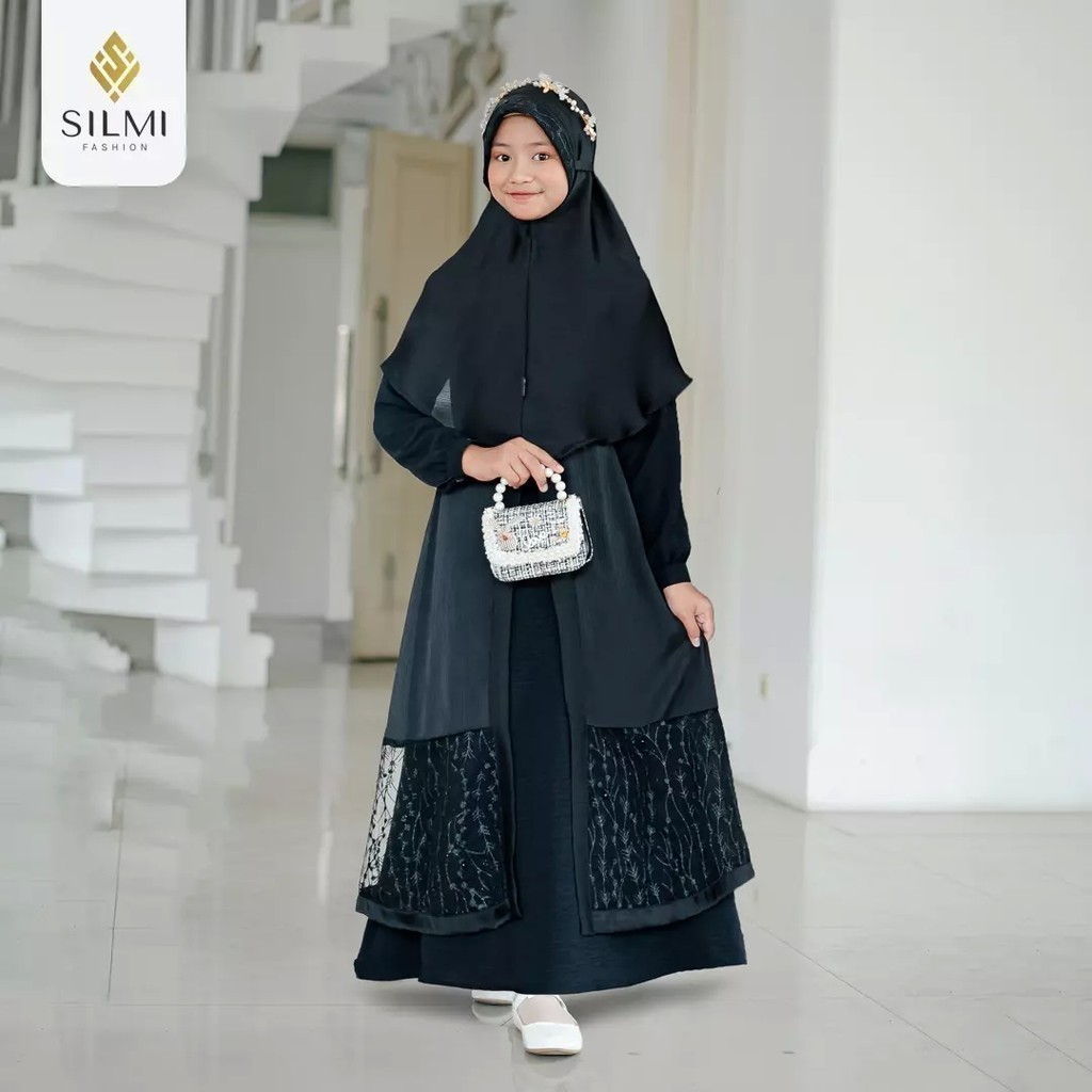 Gamis Anak Perempuan Warna  Hitam dan Putih by Silmi