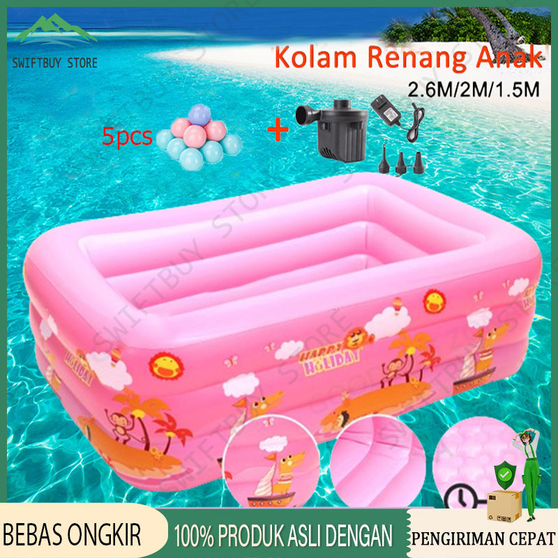 1.5-3.1M Kolam Renang Anak Jumbo 3Rings Kolam Renang Keluarga Tiup Besar Family Inflatable Swimming 