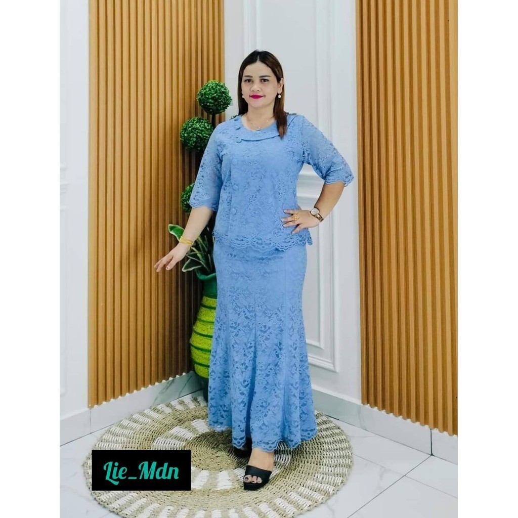 ZR SET ROK BROKAT PANJANG KANCING/BAJU STELAN WANITA SEMI BRUKAT terbaru premium