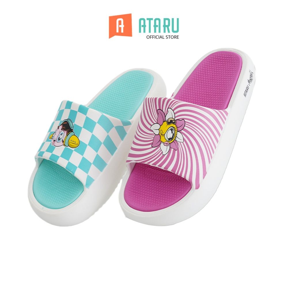 Ataru Fashion Sandal Thick Slippers Color Block Muklay Unisex Slipper Sendal Kasual Outdoor Indoor A