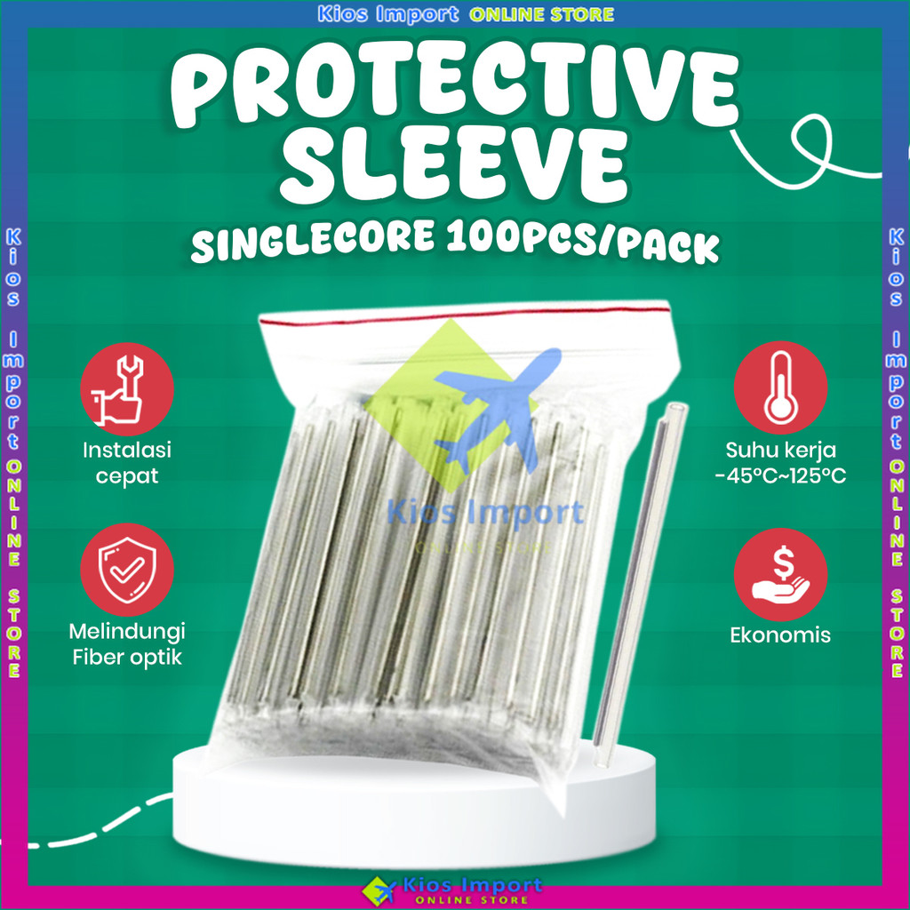 SINGLE CORE 1PACK ISI 100 Pcs Fusion Splicing Protector Sleeve Fiber Optic 60Mm - Kecil