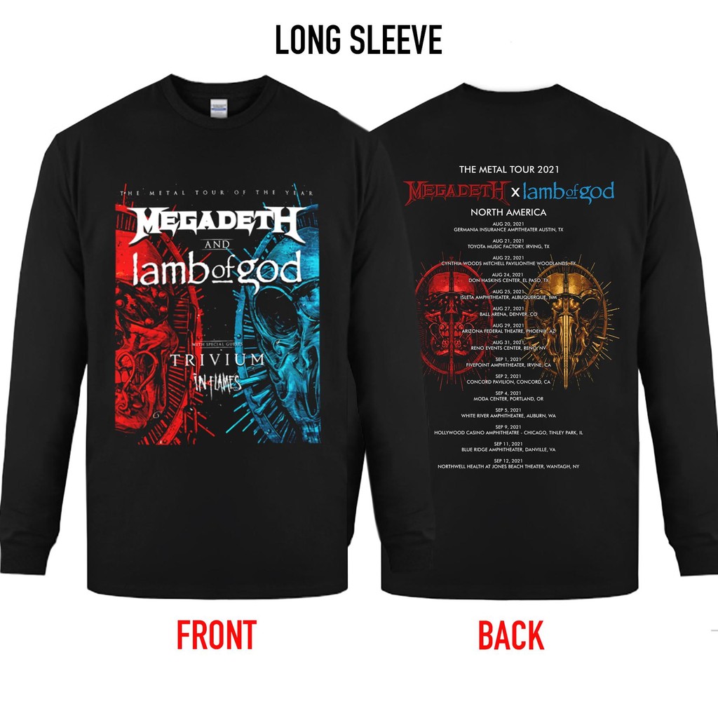 Kaos Band Tour MEGADETH LAMB OF GOD Long Sleeve
