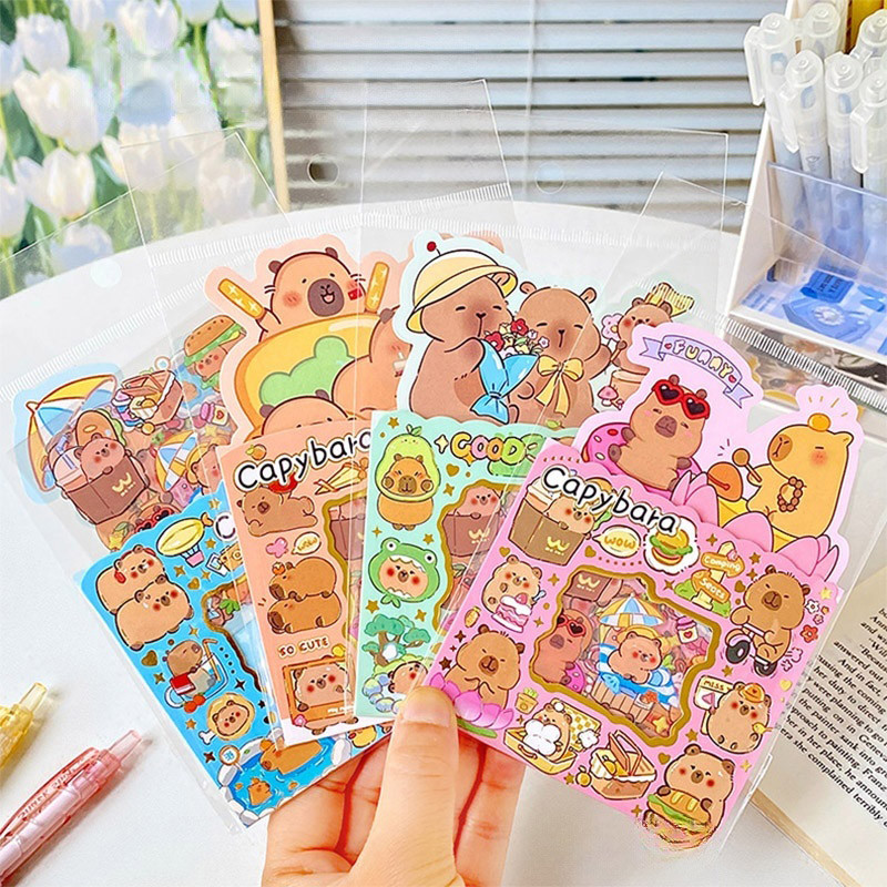 

5pcs Cute Capybara Stickers Students Cup Stickers Kawaii DIY Scrapbook Handbook Diary Aesthetic Sticker School Stationery