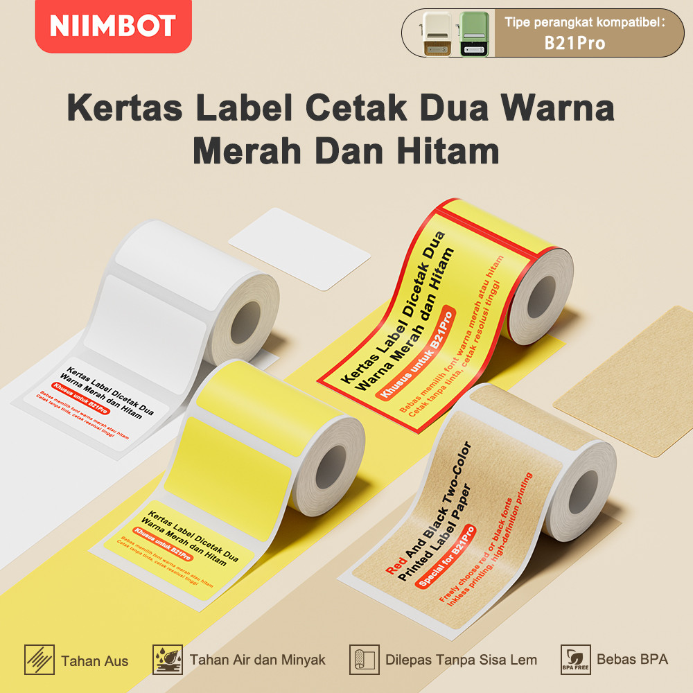 

NIIMBOT B21PRO Label Harga 2 Warna Merah-Hitam- Stiker Tahan Minyak untuk Toko Kue, Cafe,Supermarket