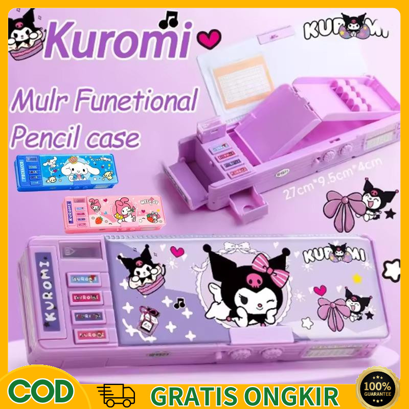 

【Penjual Lokal】Kotak Pensil Bahan tahan air kuromi Tempat Pensil Password Multifungsi Lapis Ganda