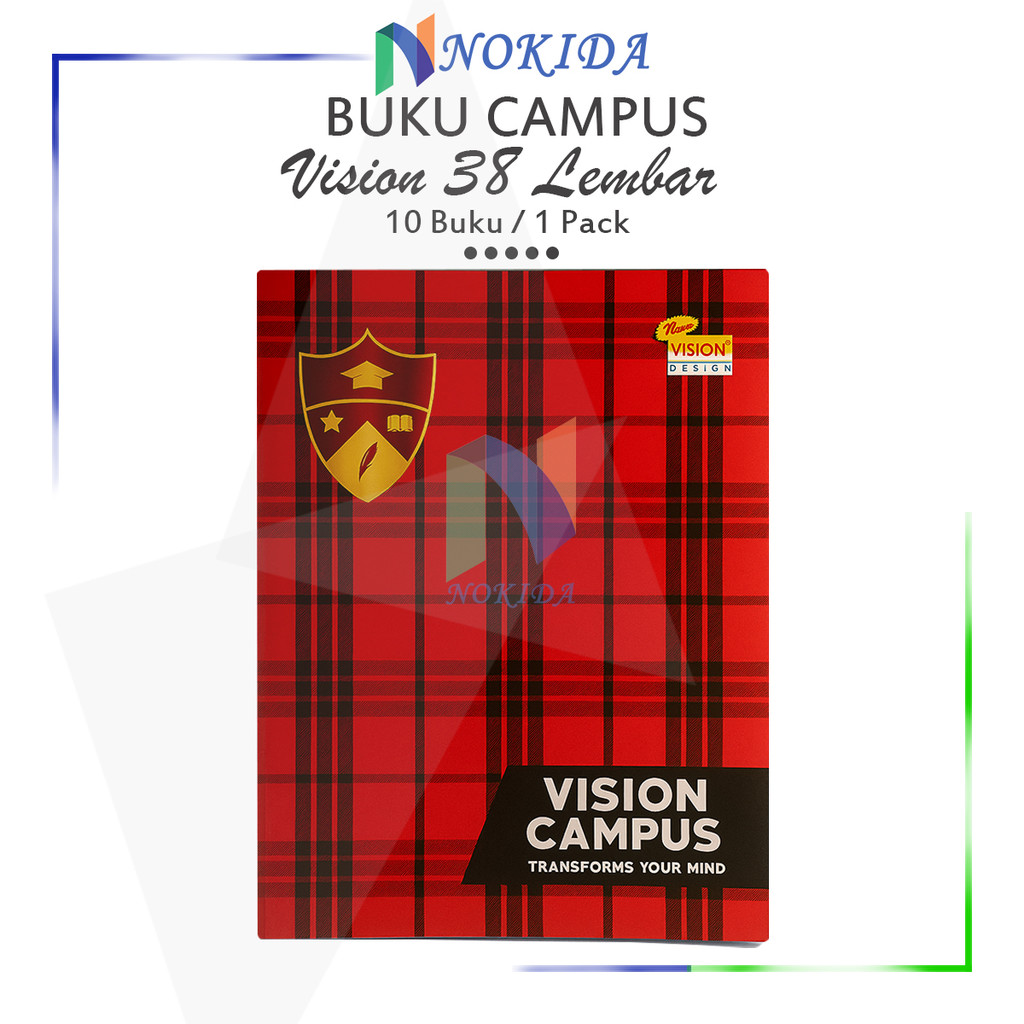 

Nokida Buku Tulis Sekolah Kwarto Alfa Campus 58 Lembar [1 Pack/10 Buku] / Buku Kampus 1 Pak Murah / Buku Catatan Menulis 38 Lembar Cover Campus Pendek