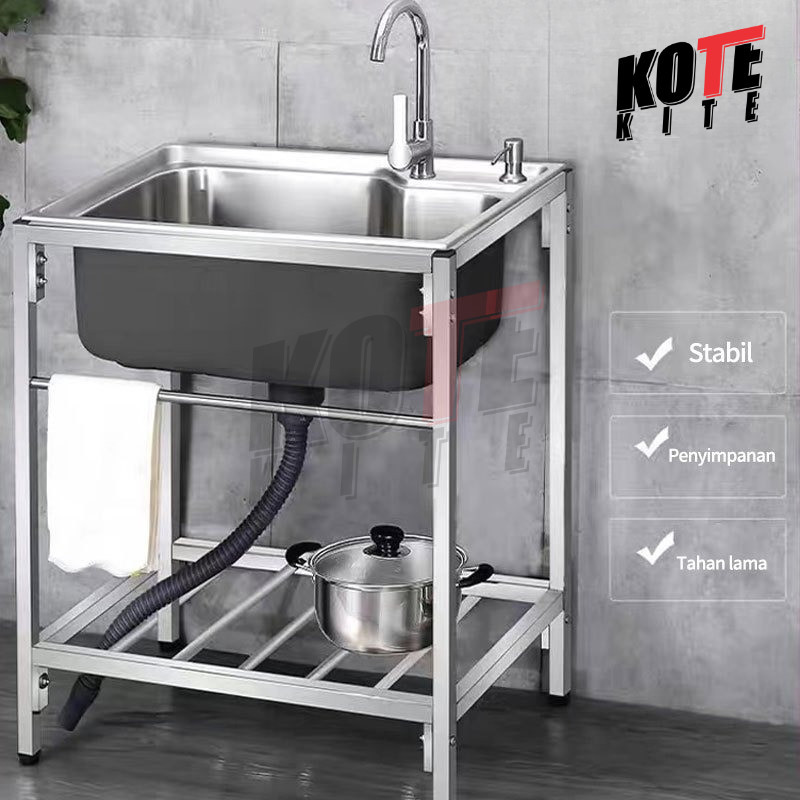 Stainless Steel 7540 meja cuci piring SUS 304 Bak  Kitchen sink Modern Kitchen Sink rak kompor dan w
