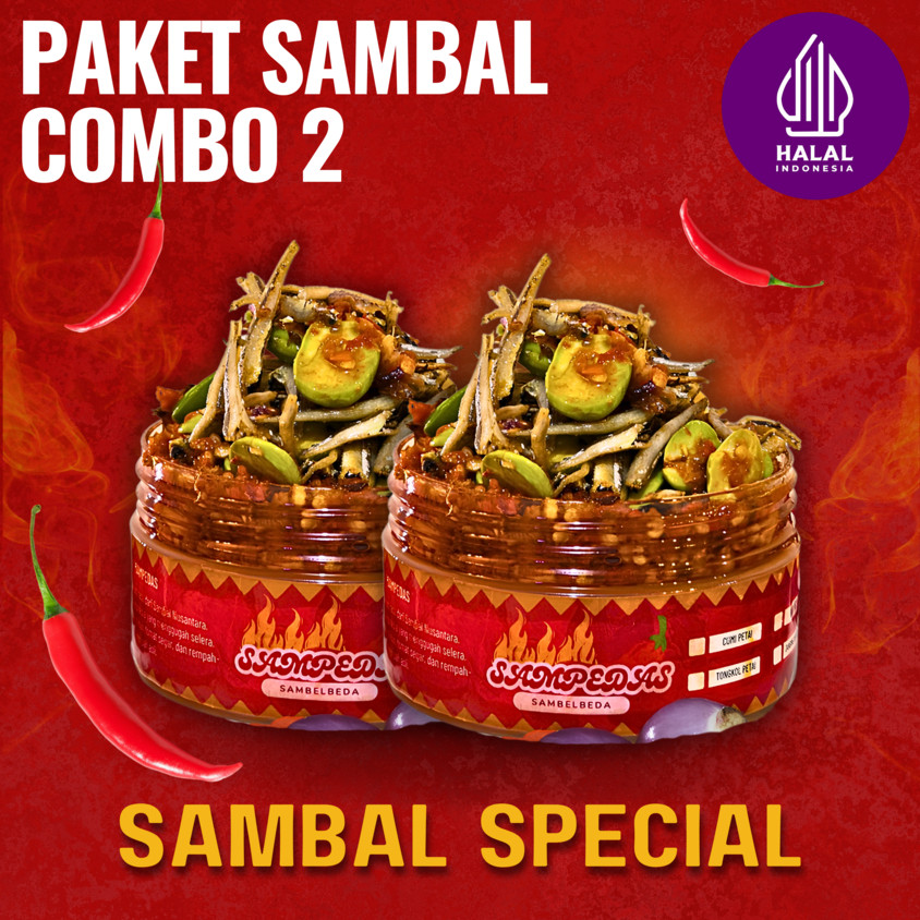 

Sampedas Paket Combo Hemat 2 ( 2 PCS - 2 Sambal Ikan Bilis Pete )