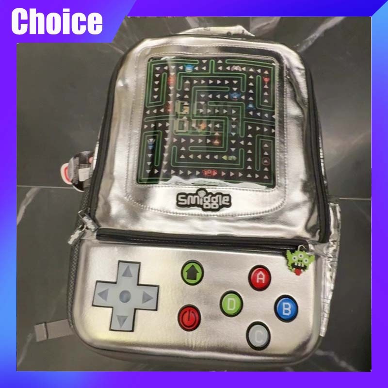 Smiggle Silver Video Game Series Kids Backpack Cartoon Creative Student Large Capacity Soolbag 40x30