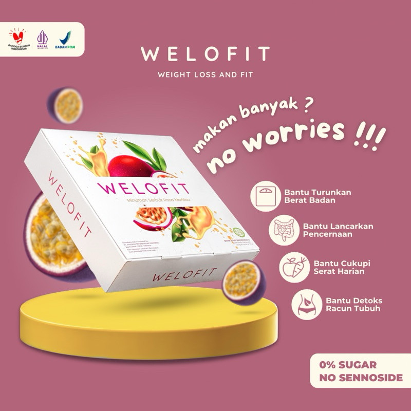 

WELOFIT | Weight Loss & Fit - 1 box isi 15 Sachet | Detox | Fiber Drink | Pelangsing | Penurun Berat Badan | Diet | Penghilang Lemak